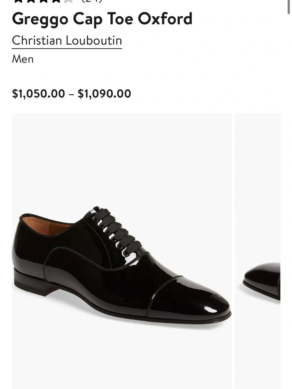 Christian Louboutin Glossy Black Patent Leather Derby Shoes